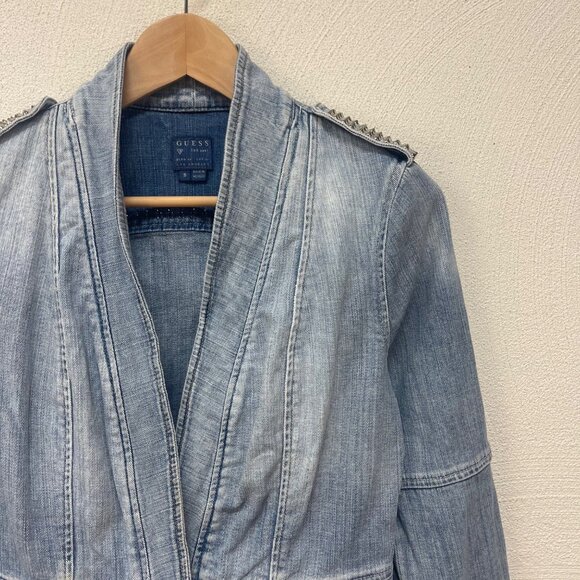 VTG 90's Guess Light Blue Studded Denim Jacket sz Small - Picture 2 of 9